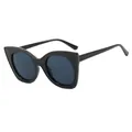 Cat-eye glasses with oversized black frames and fashionably tinted lenses for women - Bright Black / Gray