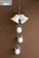 Large 90cm white glitter Christmas bell hanging ornament with green pine and red berries - 90CM Bell String / White