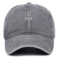 Vintage washed dark grey cotton baseball cap with white PEACE embroidery on front - One Size / Gray