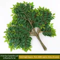 Artificial green elm leaf branch with 93 high-quality glued plastic leaves for decoration - 3-Pronged Glue-coated Elm Leaf