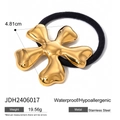 Elastico per capelli con fiore dorato in acciaio inossidabile lucido e cordino nero - Set Oro E Argento (JDH2406017)