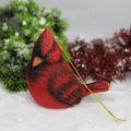 Rode kardinaal vogel kerstboomversiering met realistische veren en gouden koord - Hanger / Rood