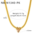 Collar de serpiente chapado en oro de 18K con circón marquise rosa y ancho de 4mm - Nb-n1340-pk