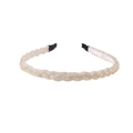 White beaded woven headband with black capped ends on a clean minimalist background - 124 Beaded-Transparent