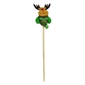 Christmas reindeer teaser wand with plush deer head, green bow, bell and wooden stick - Cat Teaser Wand / Arrogant Christmas Reindeer