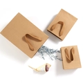 Three brown kraft paper bags in various sizes with woven handles and dried flowers - 12x5.7x16cm (Vertical) / 260g Kraft Color