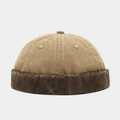 Vintage Docker Cap aus gewaschener Baumwolle in Khaki und Braun mit Patchwork-Design - Verstellbar / Khaki Gespleißtes Dunkelbraun (Khaki)