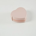Portagioielli rosa a forma di cuore in pelle PU con chiusura a zip sicura - Rosa nudo