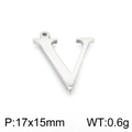 Polished silver stainless steel V-shaped letter pendant accessory, 17x15mm size - Letter V (KLJ1429-Z) / Steel