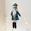 Schiaccianoci soldato in velluto blu per albero di Natale con corona e spada dorata - Blu