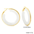 Orecchini a cerchio grandi in oro e resina bianca, cerchi geometrici da 61x41,5 mm - Bianco Latte (EA32910AG)