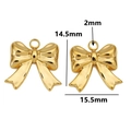 Golden bow-shaped stainless steel pendant charms with size 14.5x15.5mm for DIY jewelry - Style 6 / Gold