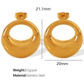 Boucles d'oreilles créoles dorées creuses en forme d'O en acier inoxydable, hauteur 21,1 mm - Doré