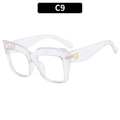 Fashionable oversized transparent light purple blue light blocking glasses with gold accents - Transparent Frame