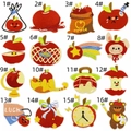 Collection of sixteen distinct red apple cartoon embroidery patches for clothing accessories - 16 Pieces Pack