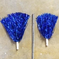 Blauwe metallic cheerleading pompons met handvat en maatvoering van 30-35cm - Rechte Handgreep 40 G Blauw (middelste Dichtheid Geschikt Voor Middelbare Scholieren + Volwassenen)