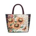 Bohemian tote bag featuring sunflower pattern and colorful geometric texture detail - Sunflower