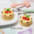Macro shot of 0.9x1.6cm miniature resin strawberry cakes for DIY jewelry making - Cherry Cake-Yellow
