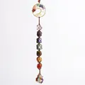 Handmade 7 Chakra Tree of Life wall hanging with natural tumbled stone tassel - Irregular Stone - Gold Wire Tree of Life