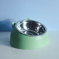 Light green elevated stainless steel cat bowl with ergonomic tilted design and cat ears - 200ml / Nordic Green