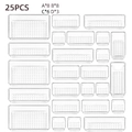 25-piece transparent drawer organizer set with non-slip texture in four sizes - 25-Piece Set