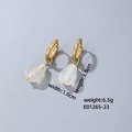 Golden teardrop earrings with translucent white stone pendants measuring 3.5cm by 1.0cm - Opal White (E01265-23)