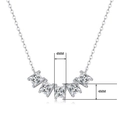Collier en argent 925 avec pierres de moissanite carrées de 4mm en forme de croix - 40cm+5cm / Style de Rangée de Cinq Pierres Carrées (N12842)
