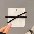 Eleganter schwarzer Lederbogen-Haarclip mit minimalistischem Entenschnabel-Verschluss - Schwarze Schleifen-Haarspange