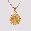 18K gold plated stainless steel necklace featuring a textured round pendant with letter G - G (With Chain)