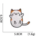 Detailed view of waving lucky cat embroidery patch showing 6.5cm by 5.8cm dimensions - Tricolor Cat Patch (W17XM-078-05)