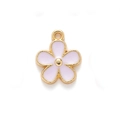 Rosafarbener Emaille-Blumenanhänger mit Goldrand für DIY-Schmuck und Charms - 13*16mm / Lila