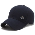 Classic navy blue baseball cap for men featuring stylish side text and curved brim - Adjustable / Navy Blue