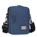 Dunkelblaue Umhängetasche für Herren aus Canvas mit verstellbarem Riemen und Logo-Patch - 8 Zoll / Dunkelblau
