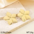 French style 18K gold stainless steel flower petal stud earrings in golden finish - Style D Flower Design (KE114308-KFC)