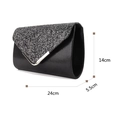 Elegante schwarze Abendtasche mit Glitzerklappe und silberner V-Verzierung - TW008 (24x14x5.5cm) / Schwarz