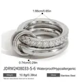 Triple-stacked stainless steel ring set with sparkling white zircon inlays and waterproof finish - US 6 / Silver Rhinestone Triple Stack Style