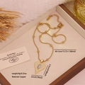 Goudkleurige hart hanger ketting met Maria-reliëf en kralen ketting van koper - Maagd Maria Hart Hanger