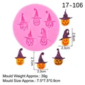 Silikonform für Halloween-Kürbisköpfe mit Hexenhüten und Maßangaben in Zentimetern - 4# Hut Kürbis Stil (17-106) / Rosa