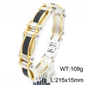 Industrial two-tone stainless steel bike chain bracelet in gold and silver finish - Two-tone Gold Black
