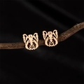 Roségoldene Yorkshire Terrier Silhouette Ohrstecker aus Edelstahl im minimalistischen Design - Yorkie / Roségold