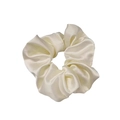 Elegante beige zijden scrunchie met bloemenkant en zachte geplooide textuur - 2# Melkwit