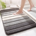 Tappetino da bagno in peluche a righe grigie e bianche con fondo antiscivolo assorbente - 40*60cm / Tasti del Pianoforte - Grigio Nuvola