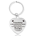 Close-up of heart-shaped stainless steel keychain with funny friendship engraving - Friendship Humor Quotes Style (X00007) / Silver
