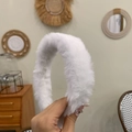Minimalist white faux fur headband with soft plush texture for women daily styling - Pure White