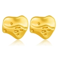 Irregular heart-shaped golden earrings with textured hammered finish and metallic luster - Irregular Pitted Organic Shape