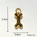 Polished golden bone-shaped pendant for DIY jewelry, measuring 2.2 cm by 0.8 cm - Golden Bone Shape Pendant