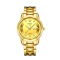 Montre à quartz dorée pour homme avec cadran dégradé, chiffres romains et bracelet acier - Or