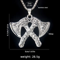 Silver Viking double axe pendant with stainless steel chain 70cm and alloy charm - Axe Style 5 + 70cm Steel Chain