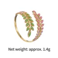 Detail showing leaf ring dimensions 0.6cm width and 1.9cm inner diameter with enamel - Leaf Shaped Multi-Color Enamel