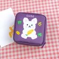 Graziosa borsa viola per assorbenti con orsetto cartone animato e chiusura a cerniera - Coniglio Viola
